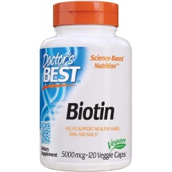 Doctor's Best Biotin, 5,000 mcg, 120 Veggie Caps